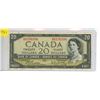 Image 1 : 1954 Canada $20 Bill, Beattie/Rasminsky (#G/W 6156108)