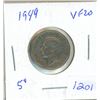 Image 2 : 1949 Canadian 5 Cent Coin VF20