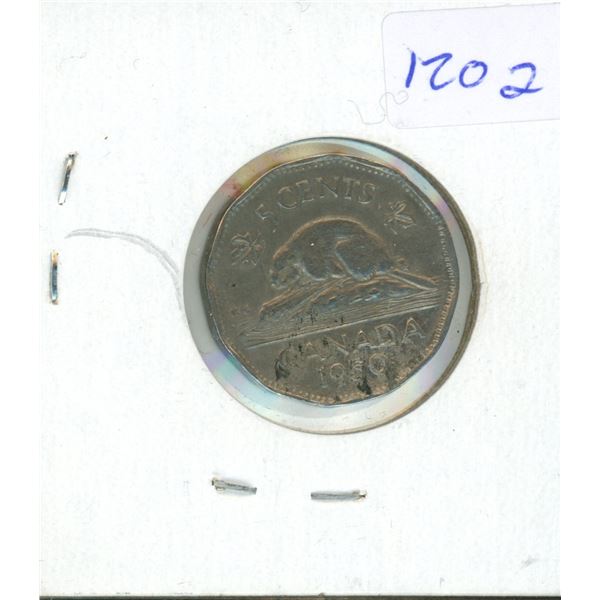 1950 Canadian 5 Cent Coin EF20