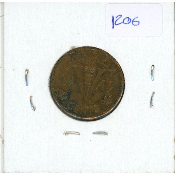 1943 Canadian 5 Cent Coin  F12