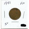 Image 2 : 1943 Canadian 5 Cent Coin  F12