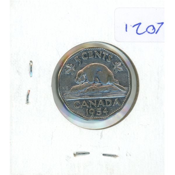 1954 Canadian 5 Cent Coin F12