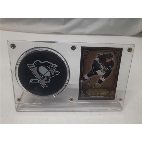 Sidney Crosby/Penguins - Upper Deck Diary of a Phenom Card and Penguin Puck. (New in Package)