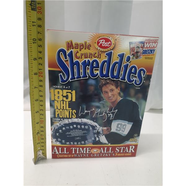 Wayne Gretzky - Maple Crunch Shreddies Cereal - 1851 NHL Points. (Unopened Box)