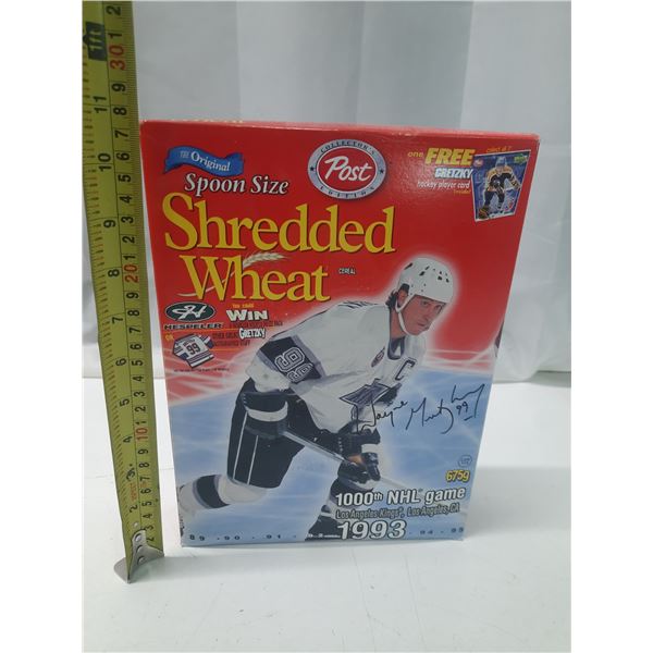 Wayne Gretzky - Shreddies Wheat Cereal - 1000th NHL game - Los Angeles Kings 1993. (Unopened Box)