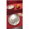Image 1 : Silver plated brass plates,1 silver plated copper plate and 1 brass apple orniment