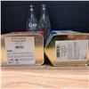Image 5 : 2 glass coke bottles and 2 coca cola tins