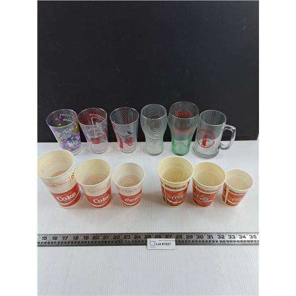 (12) Coca-Cola Labeled Plastic/Glass Drinking Cups