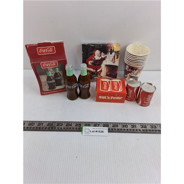(2) Sets of Coca-Cola Salt & Pepper Shakers, Christmas Themed Serving Items