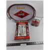 Image 1 : Coca-Cola Memorabilia Lot (Metal Serving Tray, 17-piece Flatware Set (NIB), Salt & Pepper Shake