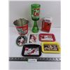 Image 1 : Coca-Cola Memorabilia Lot (Ice Bucket, Custom 7UP Vase 12" Tall, Vending Machine Tin, Small Vintage 