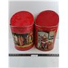 Image 1 : (2) Vintage Coca-Cola Tins - Empty - (Christmas & 40's Themes) 11" Tall x 10" Dia