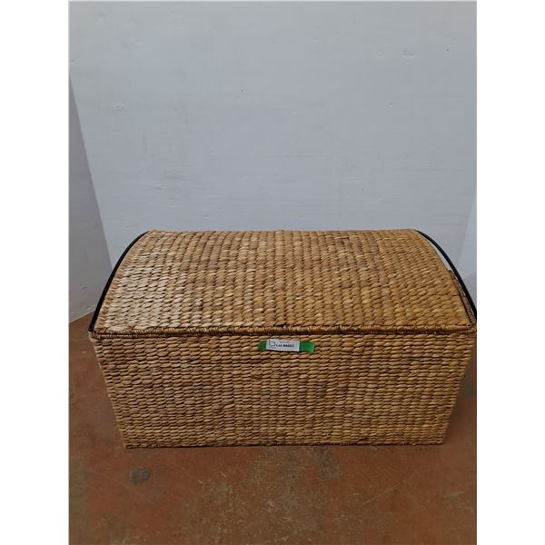 *Wicker Chest Shaped Box w/ Lid- 29" x 18.5" x 17"