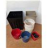 Image 2 : *Lot Various Sized Pails/ Bins, Misc- Largest Bin Is 24" Tall, Cannot ship