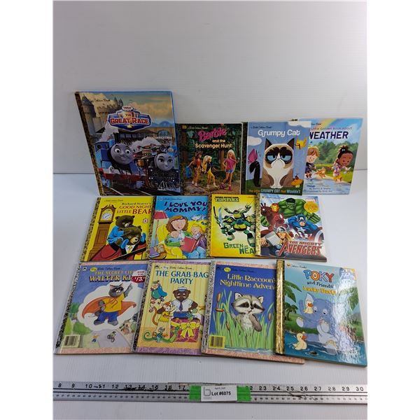 (12) A Little Golden Books - Barbie, The Great Race and The Mighty Avengers