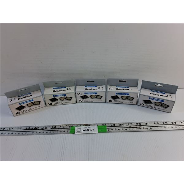 Lot of 5 Leuchtturm Quadrum Coin Case - 22/24/27/30/41MM