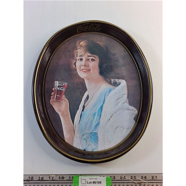 Vintage 1983 Coca Cola Large Oval Tray - Stamped and Dated