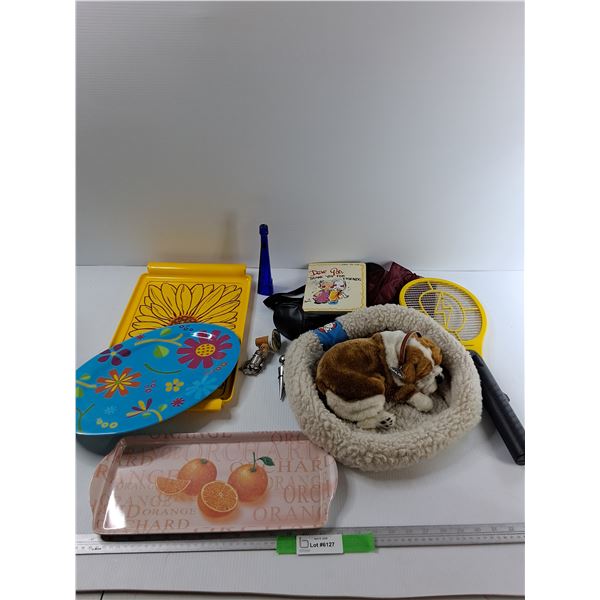 Lot Of various Items, (3) Plastic Trays, Bug Zapper, Powers On, Misc