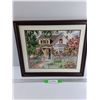 Image 1 : Framed Cross-stiched Picture Of House- 18.5" x 15.5"