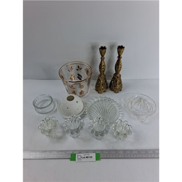 Lot Of various Glassware/ Decor, Candle Holders, Candy dishes, Misc