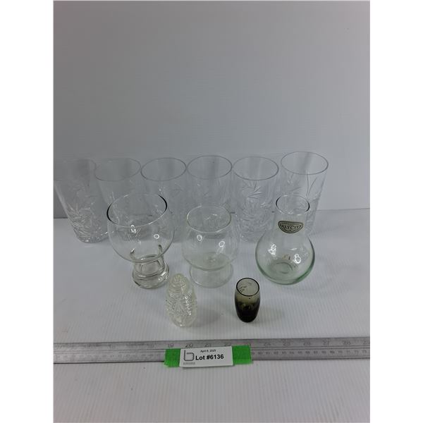Various Crystal/ Glass Drinking Glasses- Tallest Is 5.5" Tall
