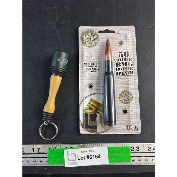 50 Cal Bottle Opener and Steil Hand Granate Key Chain