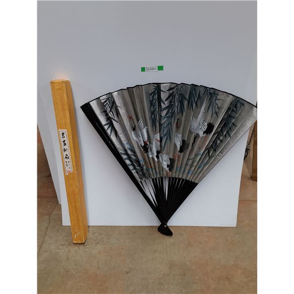 Large Japanese Foldable Wall Fan with Original Box
