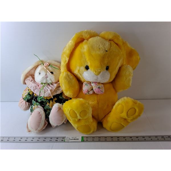 (2) Stuffed Rabbits Up to 15.5" Tall