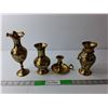 Image 1 : Brass Candleholder & (3) Vases Up to 8" Tall