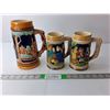 Image 1 : (3) Ceramic Beer Steins Up to 8" Tall