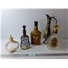 Image 1 : Brass Plated Engraved Pitcher, (4) Liquor Bottles/Decanters