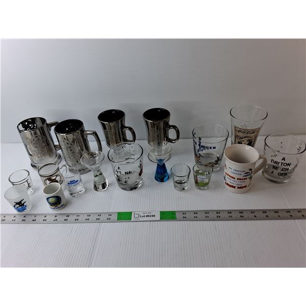 (18) Glasses/Mugs- Epcot Center, Coca-Cola, Daytona Beach, Misc.