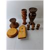 Image 2 : Wood Decoration Lot- Candleholders, Vases, Misc.