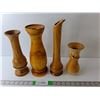 Image 1 : (4) Wood Vases Up to 12.5" Tall