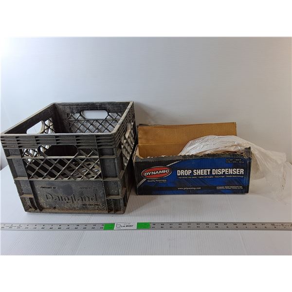 Dairyland Plastic Crate 11" Tall x 13" Wide & Drop Sheet Dispenser