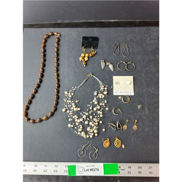 Jewelry Lot- (9) Pairs of Earrings, (2) Necklaces