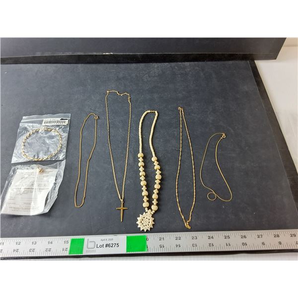 Jewelry Lot- (5) Necklaces, Bracelet, Pin