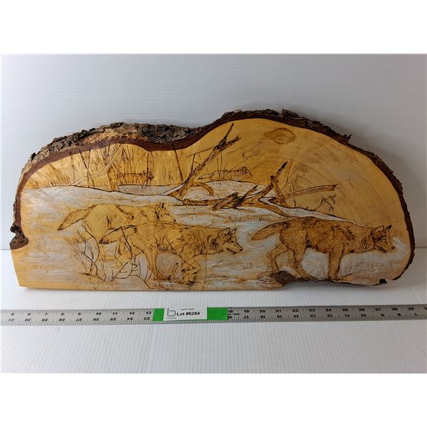 Carved Wooden Wolf Wall Art
