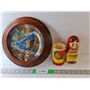 Image 1 : BlueJay Painted Plate 11.5", Ukrainian Storage Doll 11" Tall