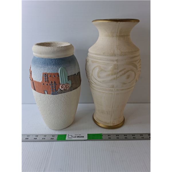 (2) Ceramic Vases Up to 13.5" Tall