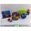 Image 1 : Hot Wheels Toy, Spider Man Hat, Mario Figurine, Super Man Ball and Misc