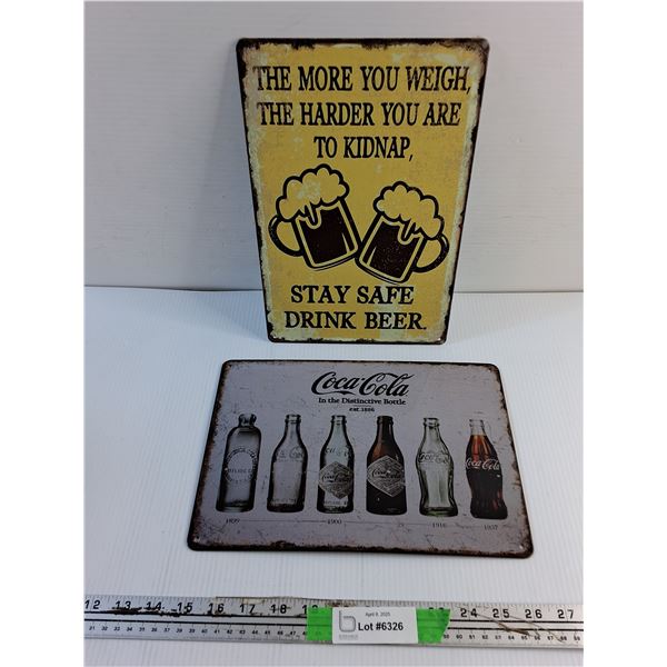 Stay Safe Drink Beer and Coca Cola Wall Hanging Signs