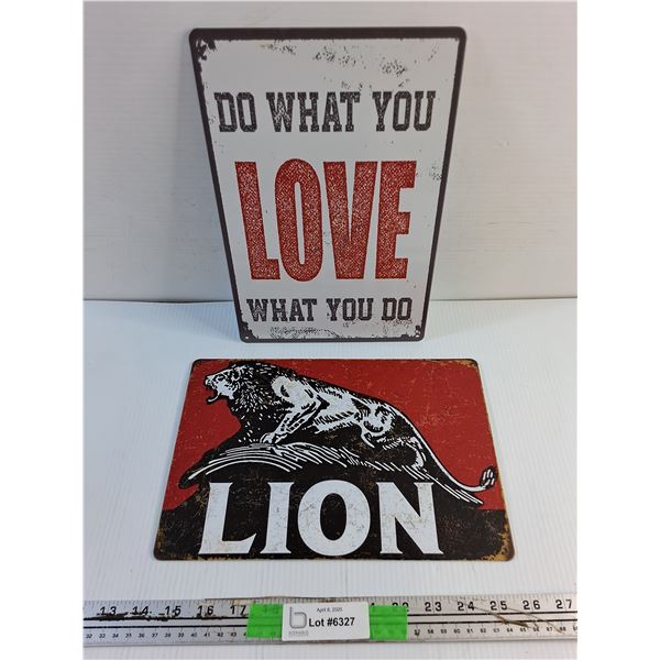 Love and Lion Wall Hanging Signs