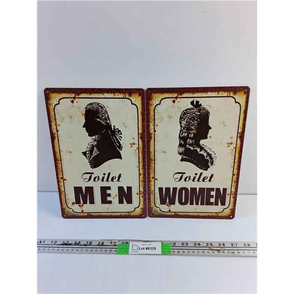 Toilet Man and Woman Wall Hanging Signs