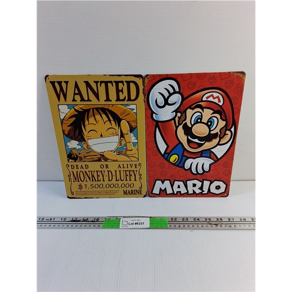 Wanted and Mario Wall Hanging Signs