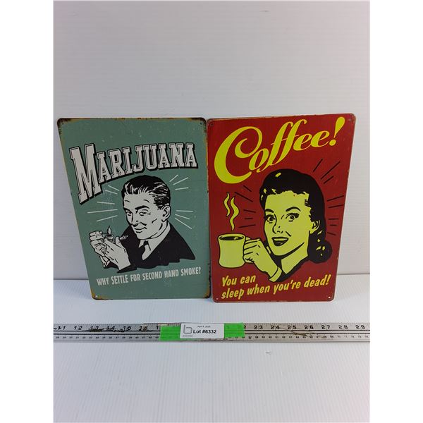 Marijuana and Coffee Wall Hanging Signs