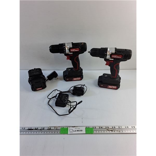 (2) Hyper Tough Cordless Drills and Battery Chargers
