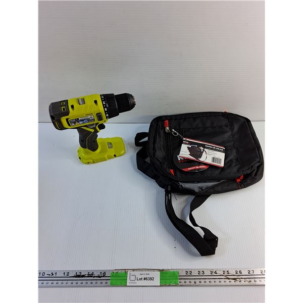 One+ Cordless Drill and Swiss Gear Vertical Boarding Bag