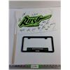 Image 1 : Authographed Saskatchewan Lacrosse Club Flag and Saskatchewan Rush Licence Plate Frame