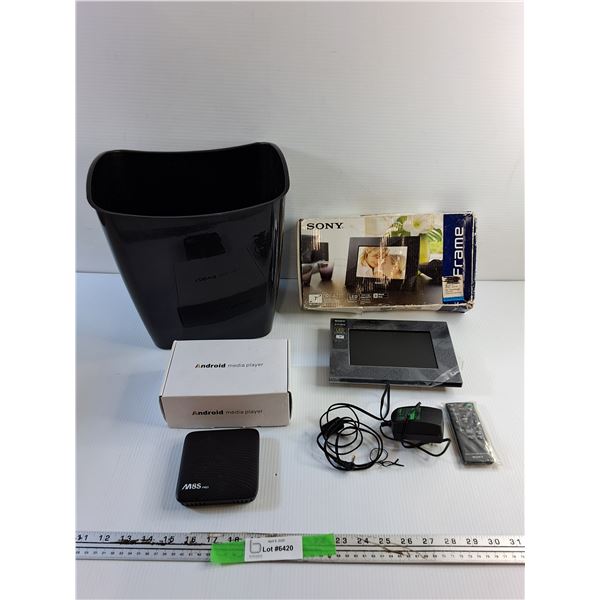 Sony Electric Photo Frame, Android Media Player and Trash Bin